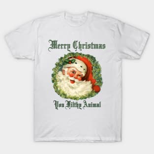 1980s Ugly Christmas Sweater Merry Christmas Vintage Santa T-Shirt